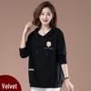 Women's Plus Velvet Hooded Sweatshirt: 2025 Autumn/Winter Loose Fit for Middle-Aged Moms (40+).