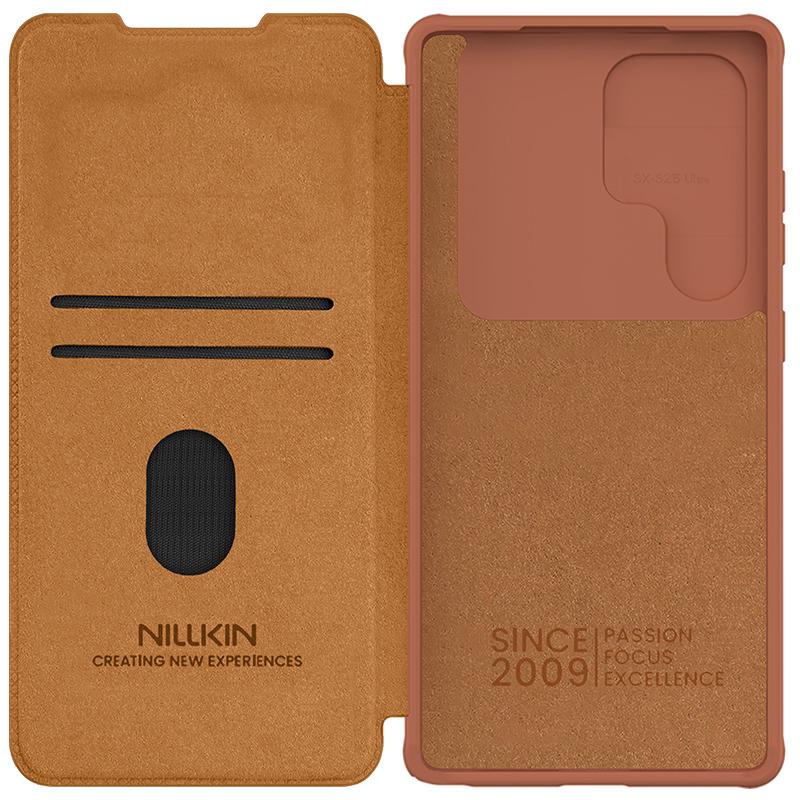 For Samsung Galaxy S25 Ultra S25 Plus Case Nillkin Qin Pro Flip Leather Case Ultra-Thin Slide Camera Case Lens Protection Cover