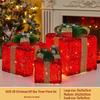 Luminous Wrought Iron Christmas Gift Box Decoration Set with Lights