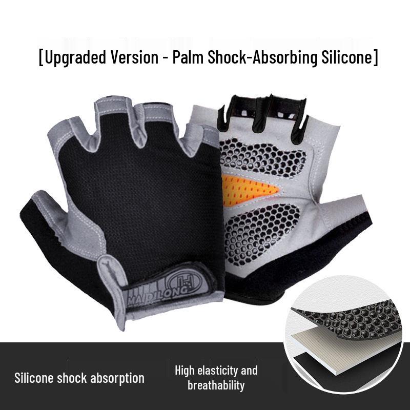 Unisex Half Finger Cycling Gloves with Silicone Grip for Shock Absorption, Anti-Slip, Ideal for Summer, Fishing, and Mountain Climbing.