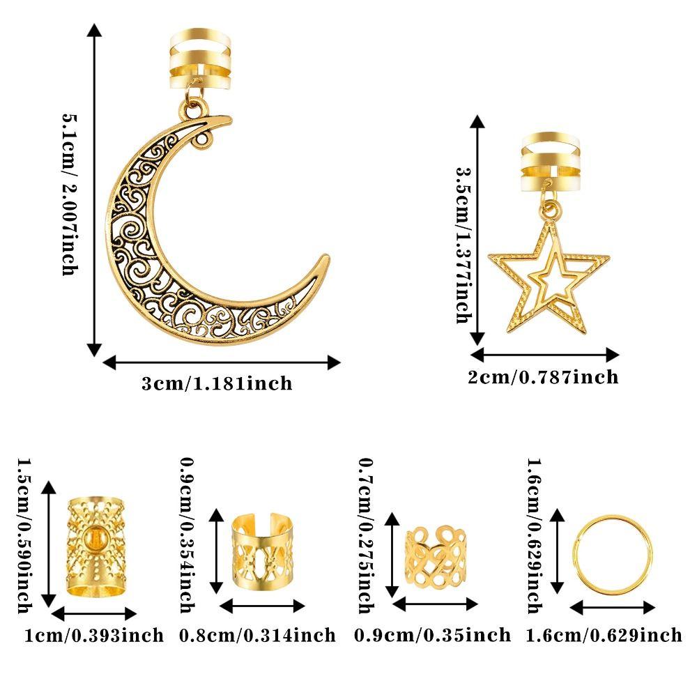 45Pcs/Set Metal Cutout Dreadlock Hair Rings Boho Hair Braid Accessories  For Girls Women