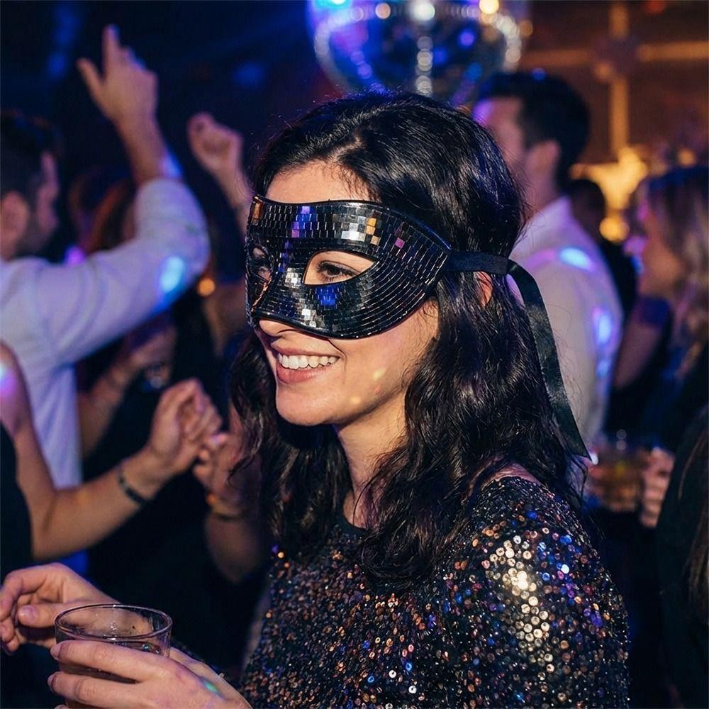 Fashion Bright Ball Glitter Face Mask Mirror Eye Covers Party Props Eye Mask Silver Masquerade Ball Mask Halloween
