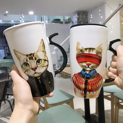 Painted Personalized Cat Mug Large Capacity Household Water Cup Ceramic Water Cup Coffee Cup Milk Cup Breakfast Cup