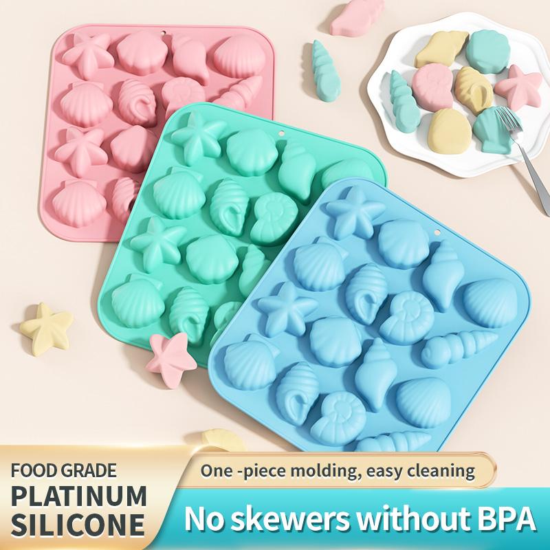 Marine Theme Fondant Molds,Seashell Conch Starfish Baking Silicone Molds for Cake Decoration Chocolate Soap Crafting