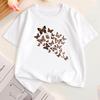 T-shirt à manches courtes et col rond pour fille avec impression créative de papillon marron