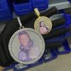 THE BLING KING Iced Out Round Medallion Custom Memory Photo Pendant Necklace Paved CZ Engrave Back Men Women Hiphop Jewelry
