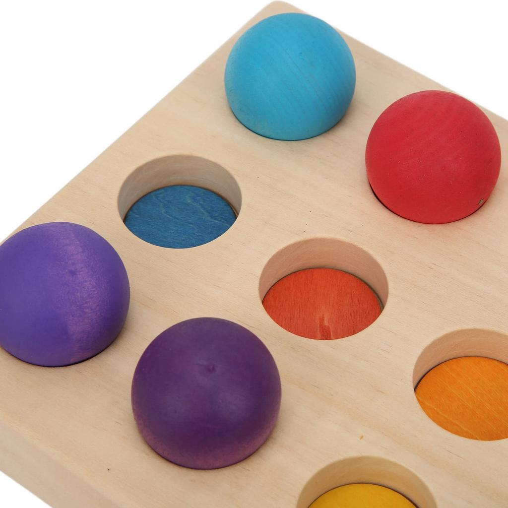 Farbsortierung Holz Farbsortierung Steckbrett 12 Enthält Holzkugeln und Früherziehung Langlebig und Kugeln, Spiel, Hölzern, Farben, Tablett, Spielzeug,