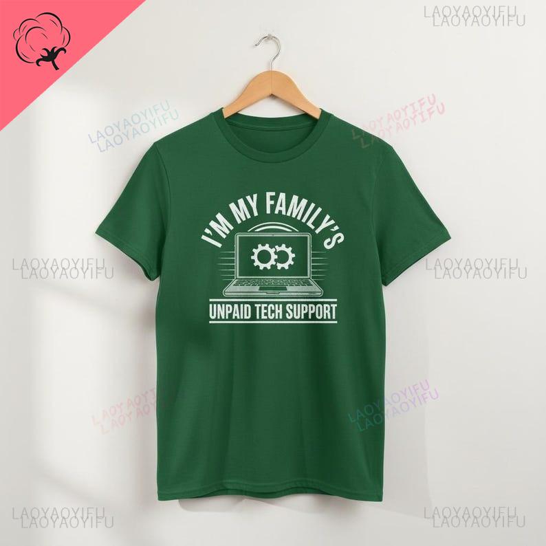Funny Unpaid Tech Support Oneck Shortsleev Unique Printed TShirt Computer Engineer Gift Aesthetic Casual Harajuku Tops Tshirt