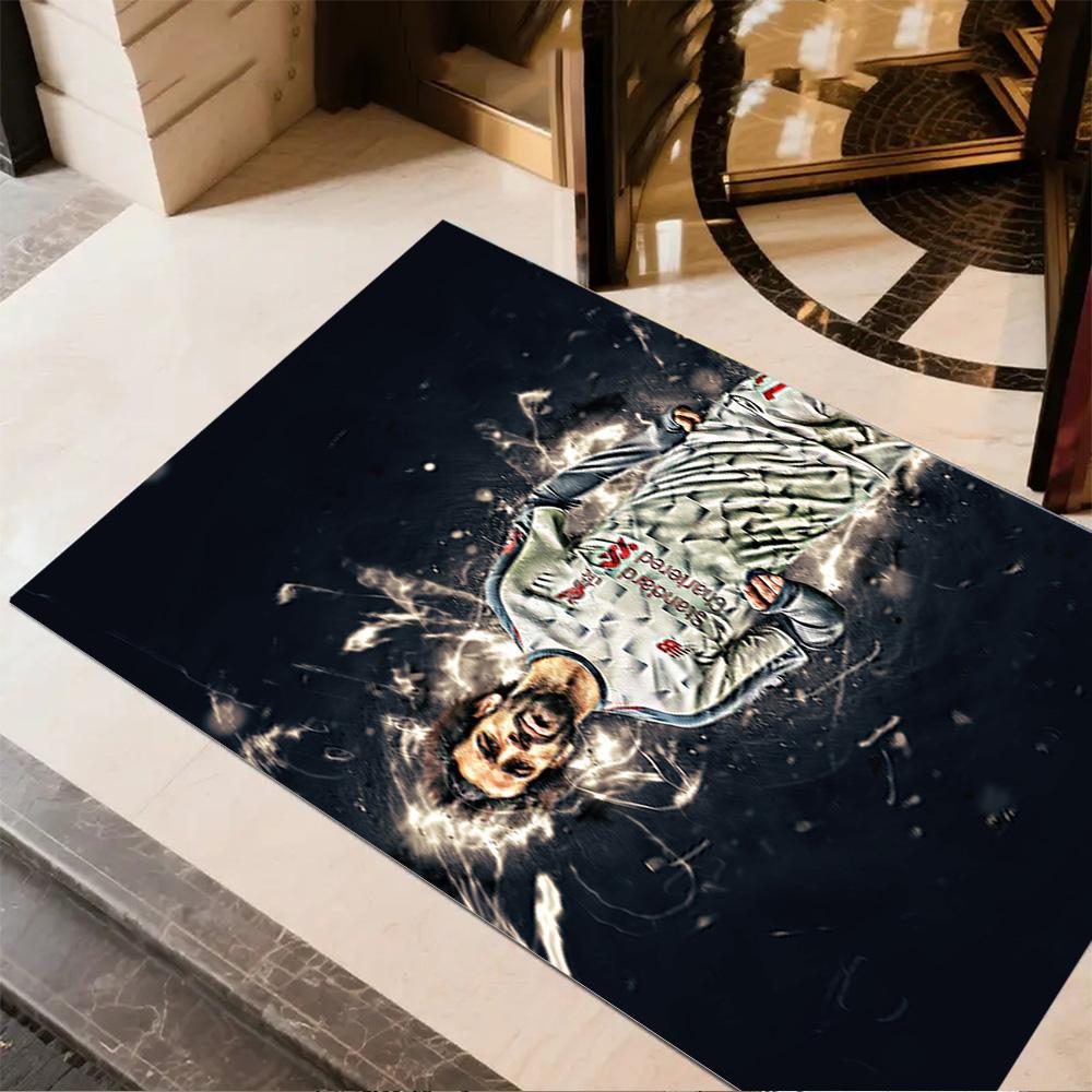 Dynamic Soccer Player Pose Floor Rug Office Rug Perfect for Hallway Dormitory Bedrooms Living Rooms Anti-slip Rug Office home decor Spiritual Gift