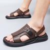 2024 Men's Sandals Summer Breathable Comfortable Beach Shoes Cowhide Slippers Men Cowhide Business Casual Beach Shoe and Sandals