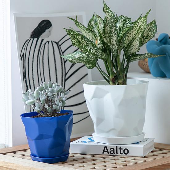 Flowerpot Durable Stable Decorative Breathable Succulents Nursery Garden Planter with Tray for Home