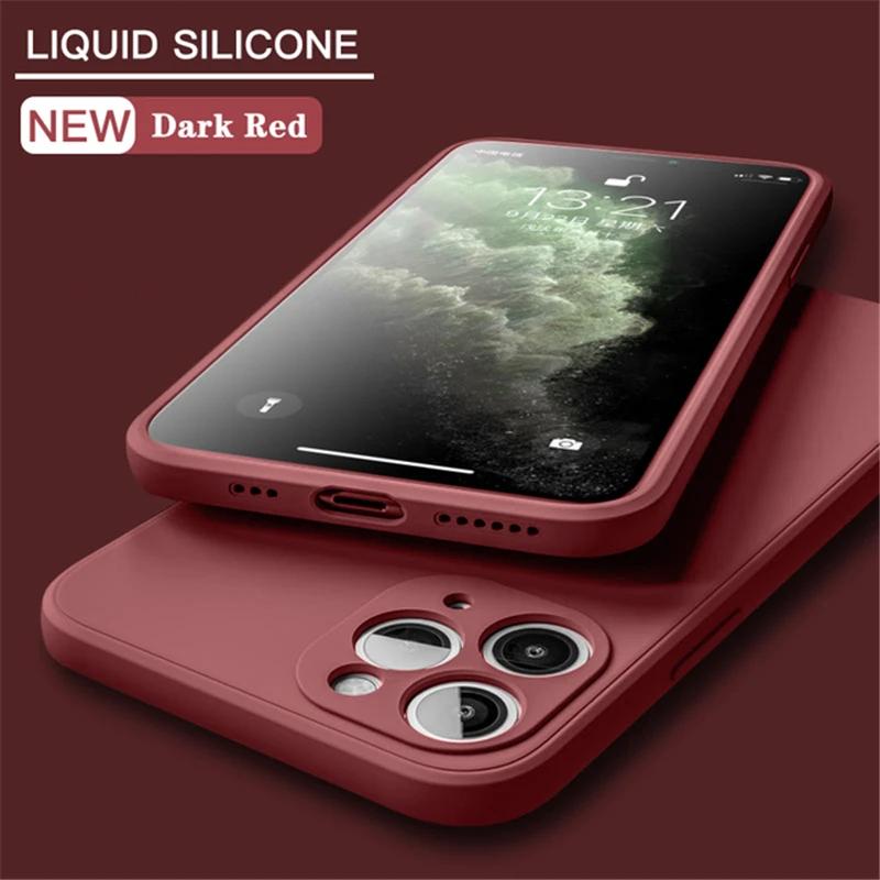 Weiche flüssige Silikon-Handyhülle aus schlichtem Gummi für iPhone 15 14 13 12 11 Pro Max X XR XS Max 7 8 15 Plus Luxus stoßfeste Stoßstangenschutzhülle