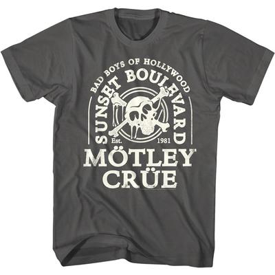 Motley Crue Bad Boys of Hollywood Men's T Shirt Sunset Blvd 1981 Dripping Skull