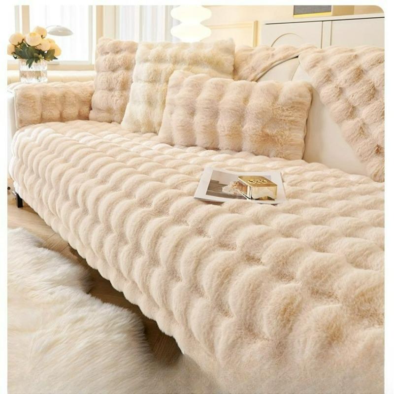Verdickte Schutzhülle Rutschfest Plüsch-Sofa-Set Wintermonate Synthetisches Kaninchenfell Plüschbezug Sofasitzkissen Entwickelt für Plüschtextil 70x70cm