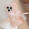 Pink Lace Pearl Knot Iphone16 Suitable for 17 IPhone Case 14pro Max Silicone 13 Three Dimensional 15