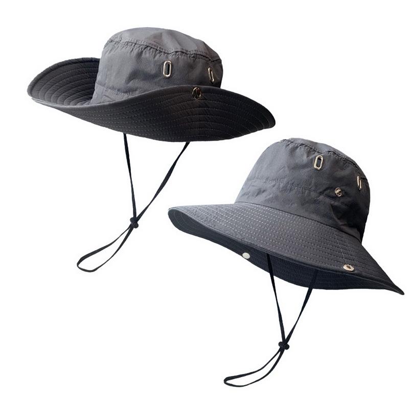 Solid Color Sun Hats for Men Outdoor Fishing Cap Wide Brim Anti-UV Beach Caps Women Bucket Hat Summer Hiking Camping Bone Drop