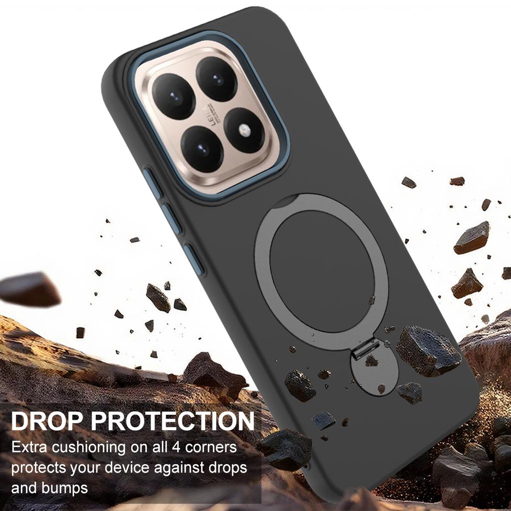 For Xiaomi 15T Magnetic Case Rotating Ring Kickstand TPU + PC Back Cover