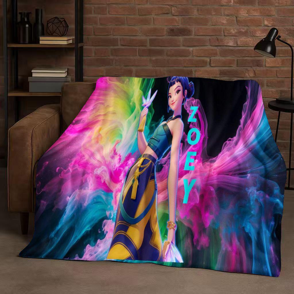 2026 Neue Cartoon Kpop Dämonenjäger Zoey Rumi Mira Musik Flanelldecke, Ultraweiche Plüschdecke für Zuhause Schlafzimmer Bett Sofa Abdeckung