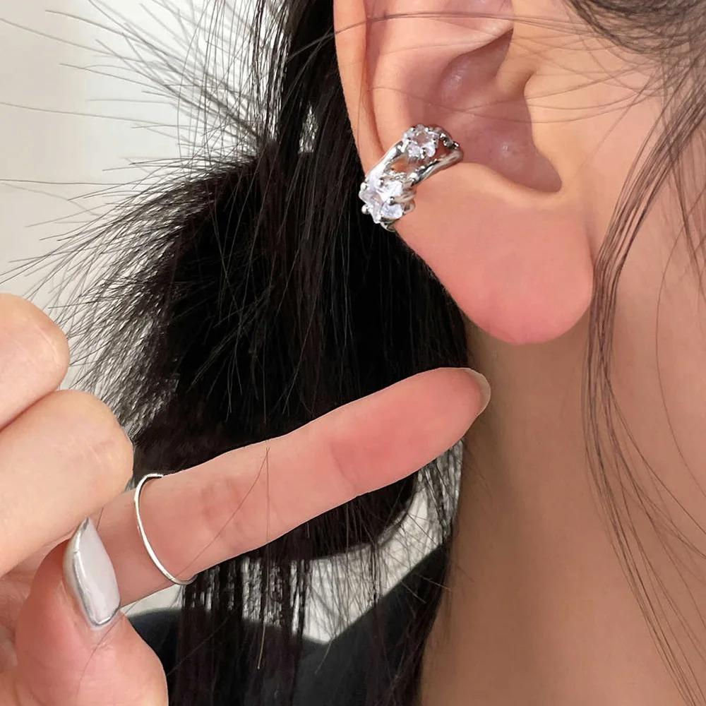 2025 Mode Nicht-Piercing Ohrclip Ohrringe Für Frauen Leichter Luxus Doppellagig Zirkon Stern Ohrklemme Zirkon Fake Ohrring Geschenk