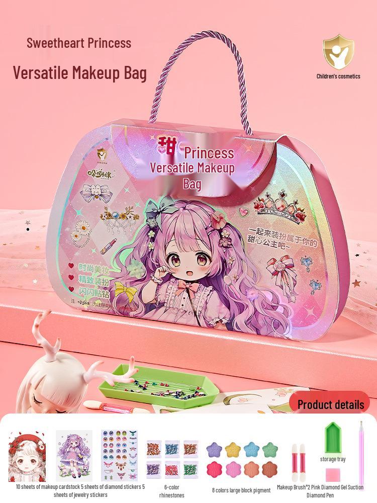 Princess Makeup Box: Washable Children's Cosmetic Set with Lipstick & Nail Polish - Perfect Birthday Gift for Girls