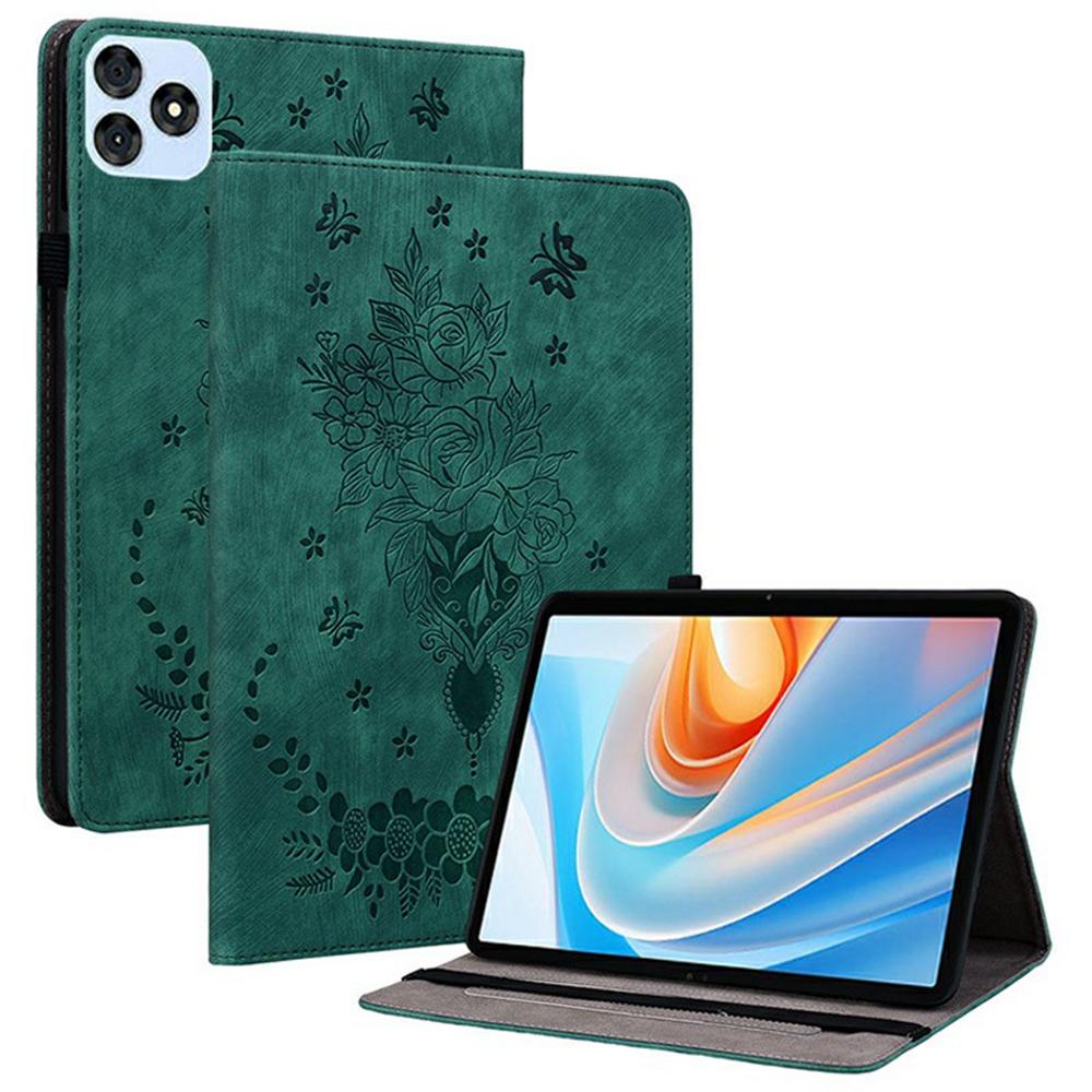 For itel Vistatab 30 Case Card Holder Anti-Scratch Leather Cover Rose Flower Imprint