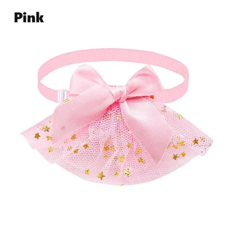 

1 шт. Милый сетчатый ошейник с бантом-звездой для питомца, Сладкое ожерелье-шарм для кошки/собаки, Аксессуары для питомца розовый