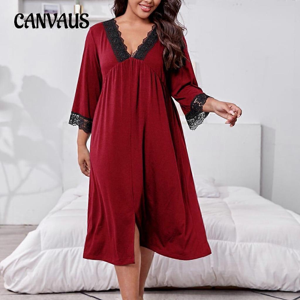 Autunno e inverno Camicia da notte di grandi dimensioni Pigiama da casa da donna Pigiama a maniche lunghe con scollo a V Camicie da notte larghe per la casa