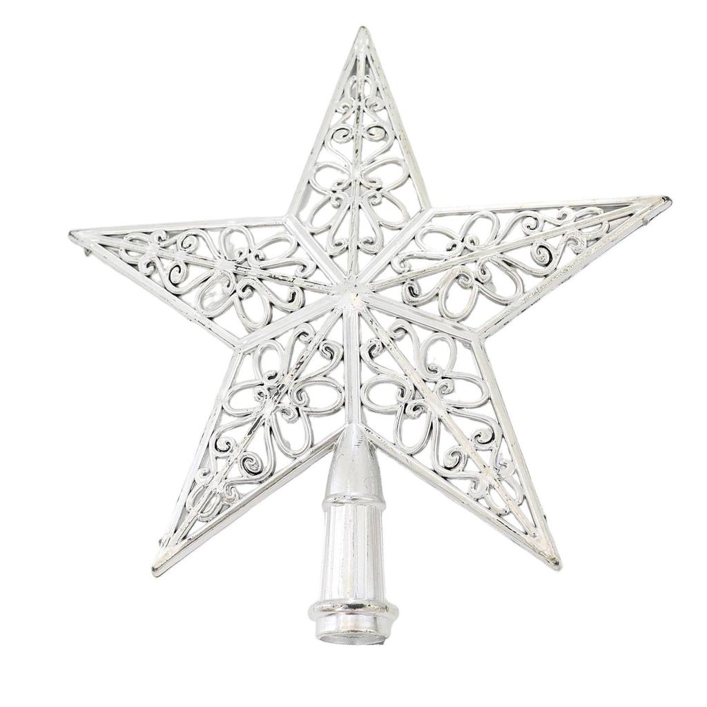 Creative Hollow Plated Pentagram Tree Topper - Gold, Silver, Red Christmas Star Decorations