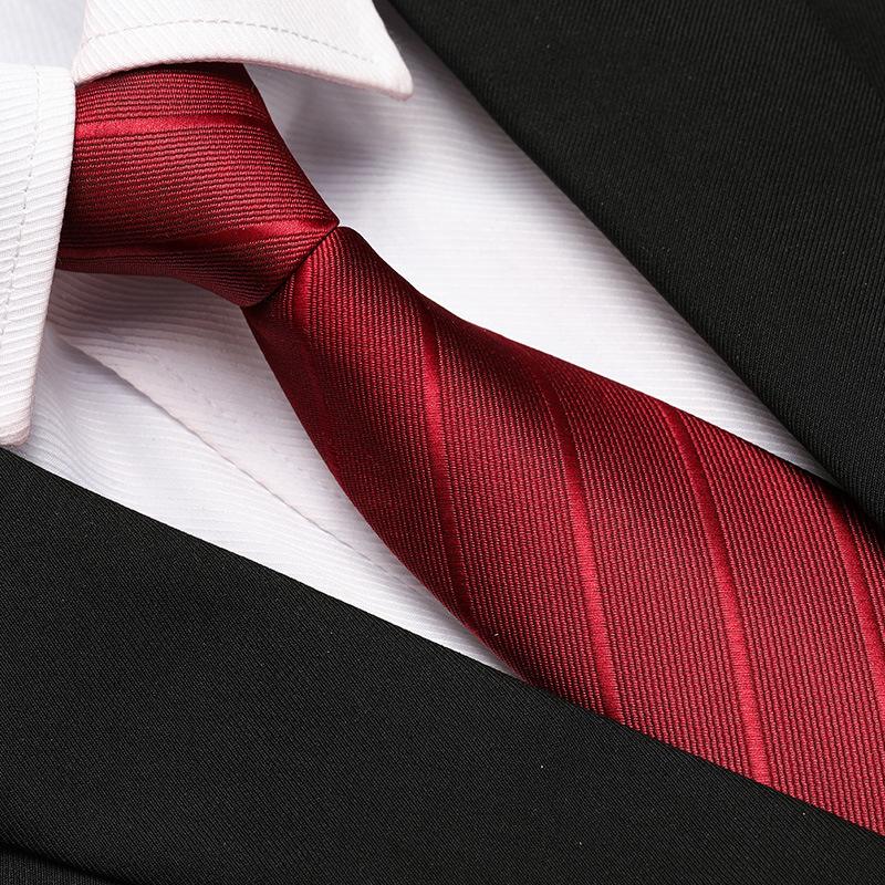 Men'S Formal Wedding Business Tie 8Cm Groom Wedding Banquet Burgundy Tie Hand Zipper Men And Women