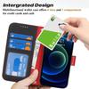 For iPhone 13 Mini Stand Case Litchi Texture Genuine Cow Leather Wallet Phone Cover RFID Blocking