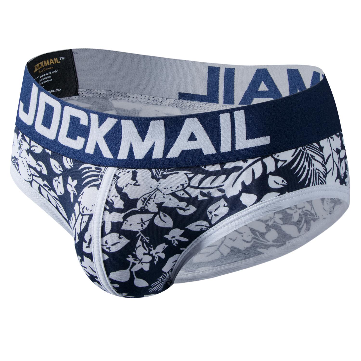

Трусы JOCKMAIL с узором в виде листьев, классическое мужское нижнее белье с низкой талией, повседневные повседневные спортивные трусы XL темно-синий
