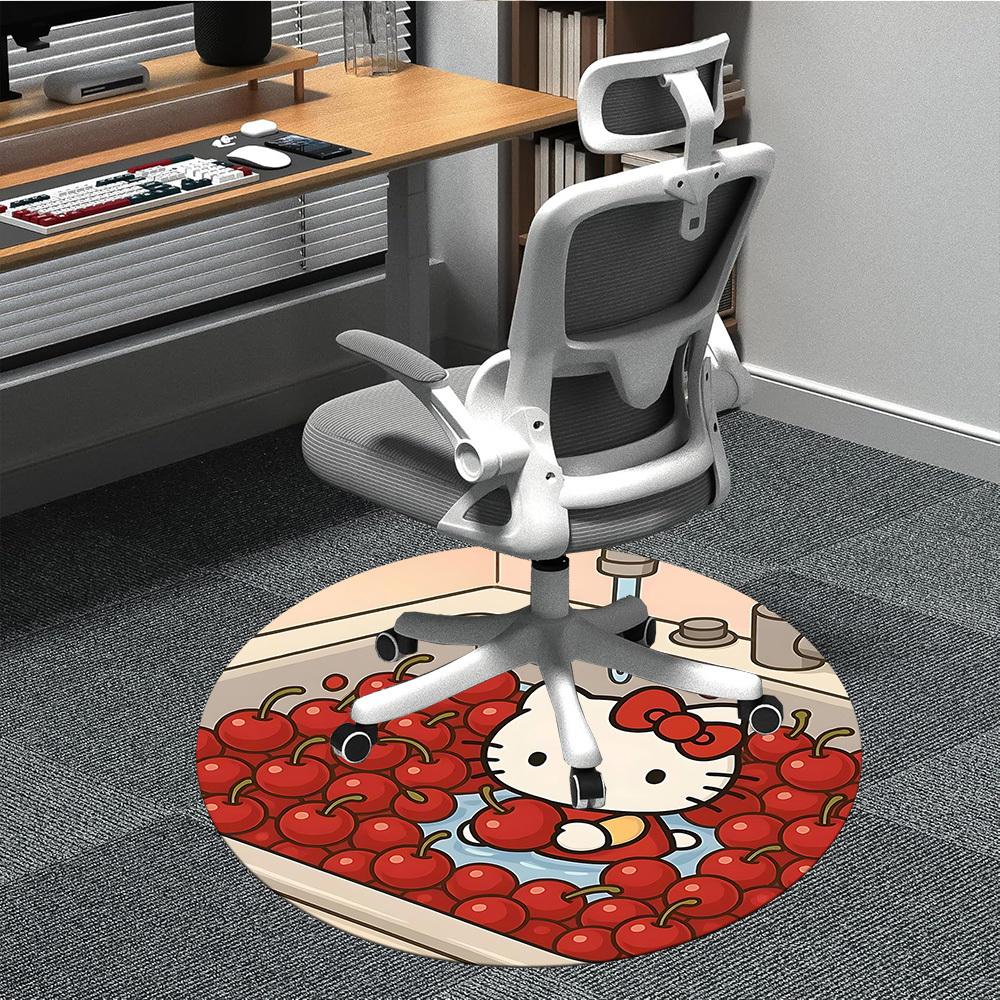 

1pc Cherries HelloKitty Office Round Area Rug, Under Office Chairs Bedroom Living Room Home Decor, Room Deco, Available in Various Sizes107 80cm by 80cm
