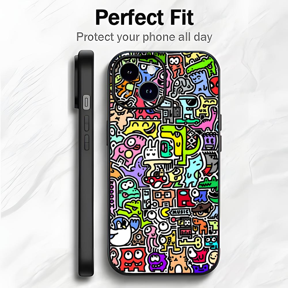 Creative Colorful Abstract Art M-Mr Doodle Phone Case Phone Case Soft Packaging Lightweight For iPhone17 16 15 14 13ProMax