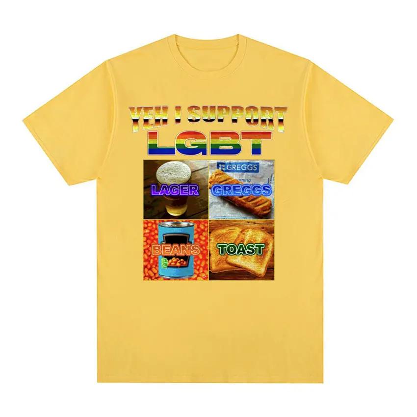 LGBT Lager Greggs Beans Toast Pride Funny Meme Parody T-shirts Men's Clothing Harajuku Vintage Classic T Shirt Unisex Streetwear