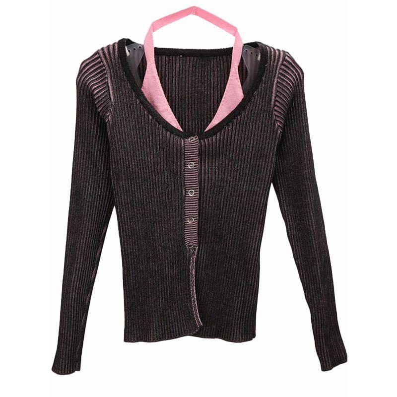 Fake Two-Piece Split Slim Fit Halter Knit Cardigan Gradient New Long Sleeve Foreign Trade Original Order Top Women