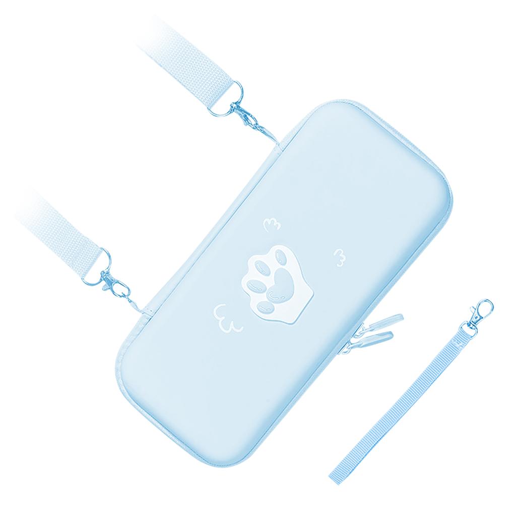 Cute Cat Paw Carrying Case PU Leather Hard Protective Cover with Shoulder Strap and Hand Rope for Switch Game Console