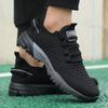 Men Sports Shoe Summer Mesh Breathable Lightweight Running Sneakers Youth Running Sports Leisure Flat Bottomed Lace Up Sneakers