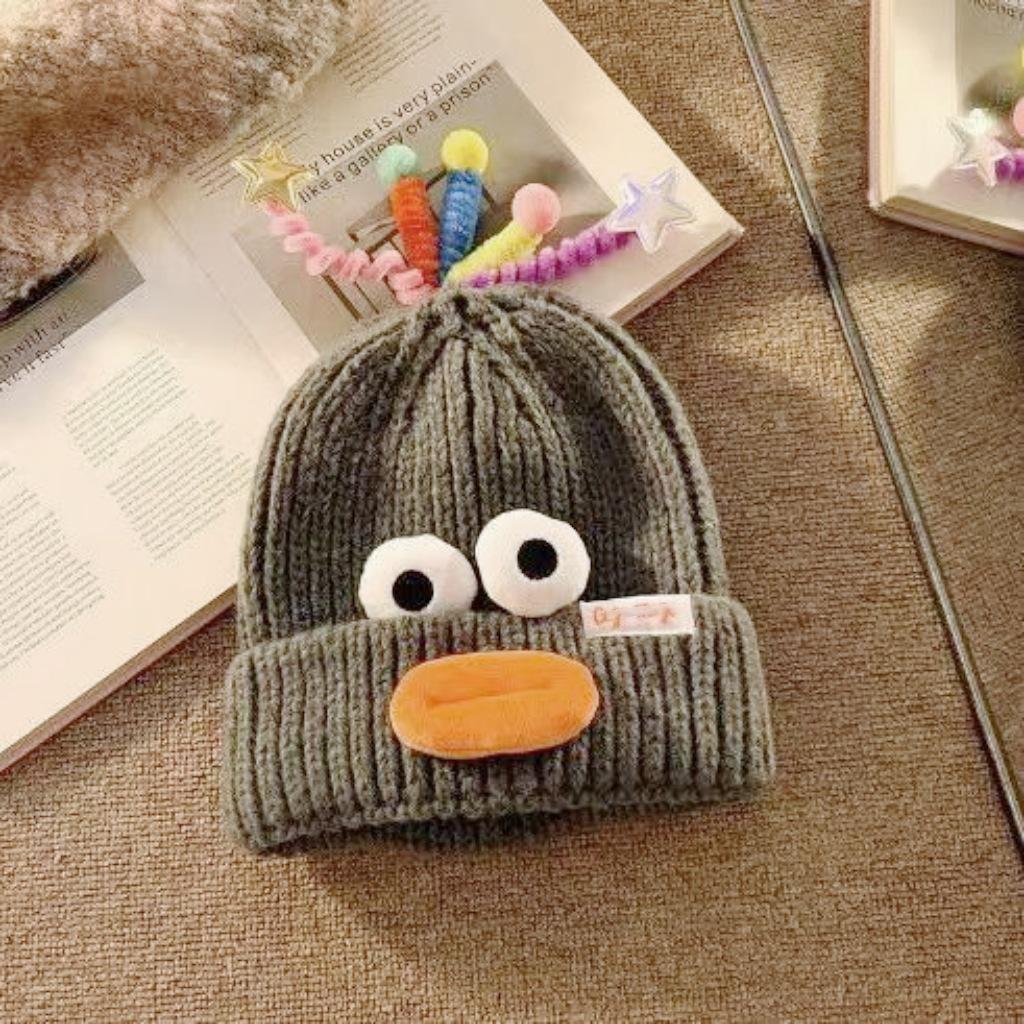 Hässliche Fischmütze Damen Herbst- und Winter-Wollmütze lässt ein kleines Gesicht sehen und hält warm Strickmütze süß hässlich süß lustig Ohrenmütze