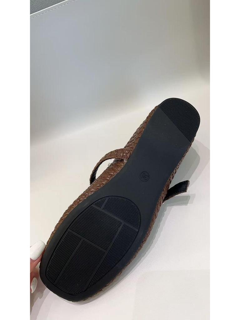 2025 Retro Woven Mary Jane Ballet Flats with Inner Lift, Square Toe, One-Strap Design for Women