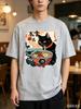 Lamian Noodles Japanese Funny Cotton Cartoon Printed Mens And Womens Personalized Loose Short Sleeve New Fashionable Tshirt