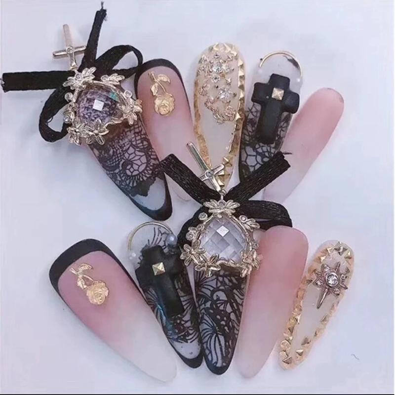 10 Rulo/Kutu Beyaz Siyah Dantel Nail Art Folyo Seti Tırnak Transfer Etiketi Kağıdı Kendin Yap Manikür Tırnak Dekorasyon Aksesuarları