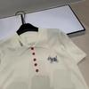 Embroidered Wooden Puppet Horse Lapel Knit Short Sleeve Luxury Casual Top - Summer 2026 Collection
