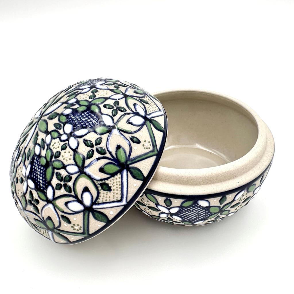 Mexican Servin Pottery Container Set with Lid, 270ml Capacity, 8.4cm Diameter, 8.2cm Height (Includes Cutting Board, Spoon, and Fork) [Used]