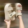 Women Summer High Platform Sandals 9CM Wedges Leather Chunky Slippers 2025 Outside Ankle Strap Sandals Beach Casual Slides Woman