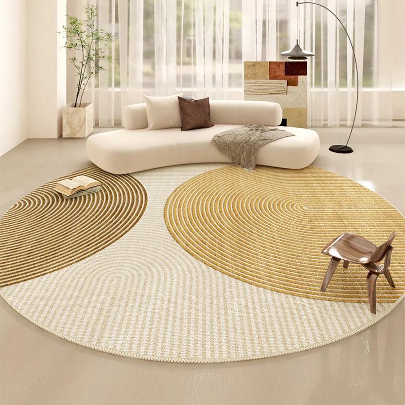 Minimalist Line Living Room Decoration Carpet Japanese-style Round Rugs for Bedroom Fluffy Soft Thicken Rug Home Study Plush Mat