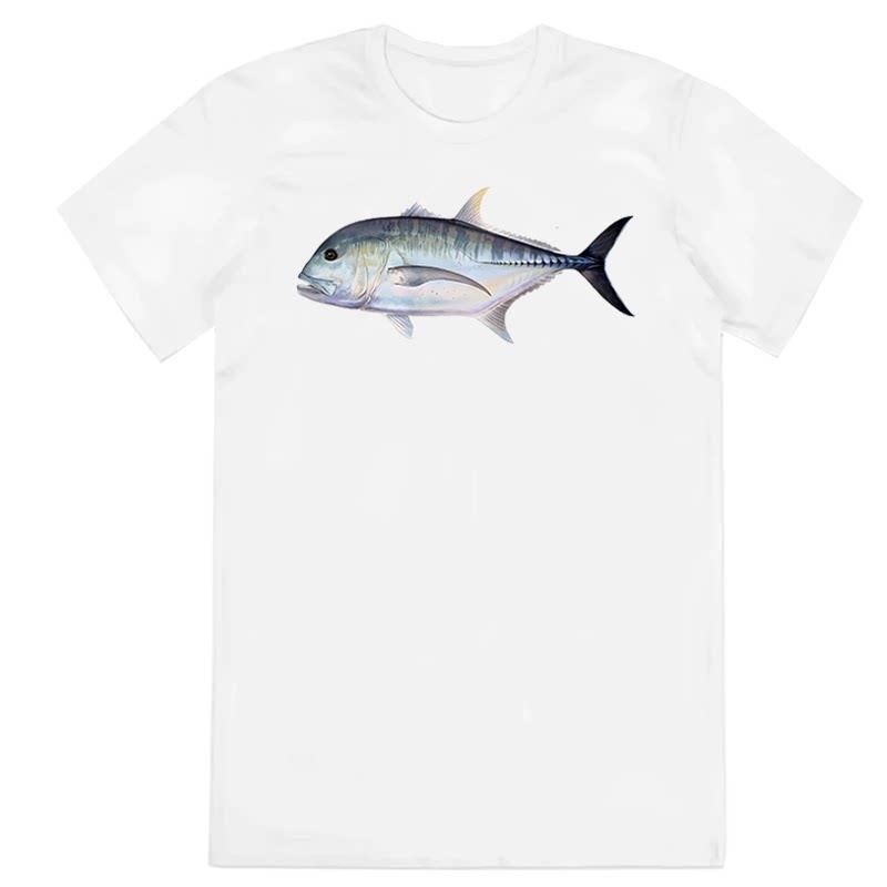 Y2k Summer Marine Fish Handpainted Salmon Sea Fish Fishing Beach Fishing Pure Cotton Printed Loose Shortsleeved Tshirt