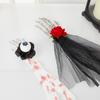 Simulation Hand Bone Hair Clip with Rose Barrettes Headwear Hairbands  Photo Props