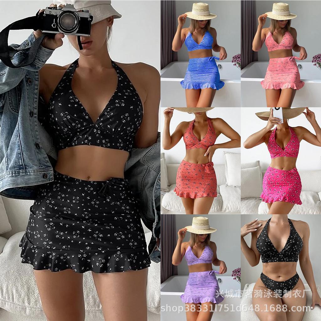 New multi-color print fashionable and sexy split bikini bikini three-piece women's swimsuit