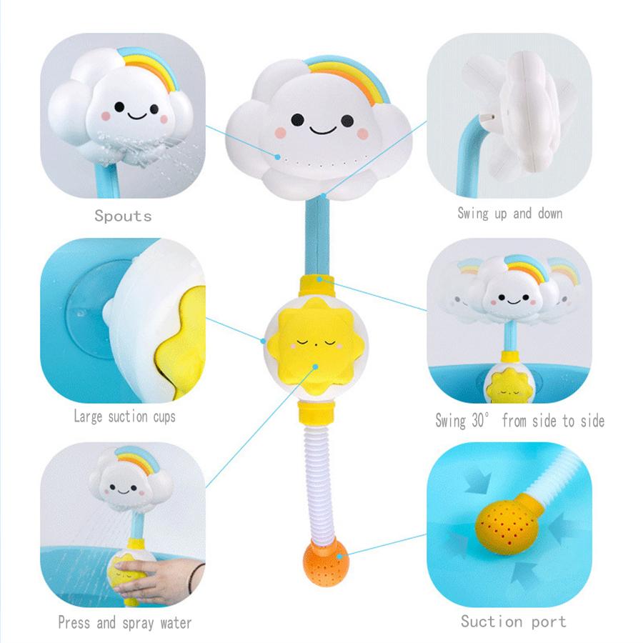 1pcs Children's Bath Spray Sunflower Shower Press Water Summer Rainbow Cloud Shower Baby Bathroom Water Toy