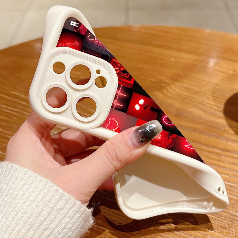 Red Heart Pattern TPU Phone Case For iPhone Air 16e 17 16 15 14 Pro Max 13 12 Pro 15 16 14 Plus Shockproof Soft Silicone Cover